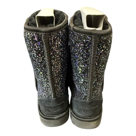 UGG Classic Short Cosmos Boots Size 5 Black With Purple Glitter Sparkle 1105390 - Picture 5 of 7